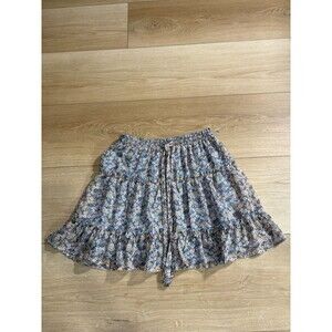 Sienna Sky Women's Layered Blue Ditsy Floral Mini Skirt Ruffle Frill Trim Small
